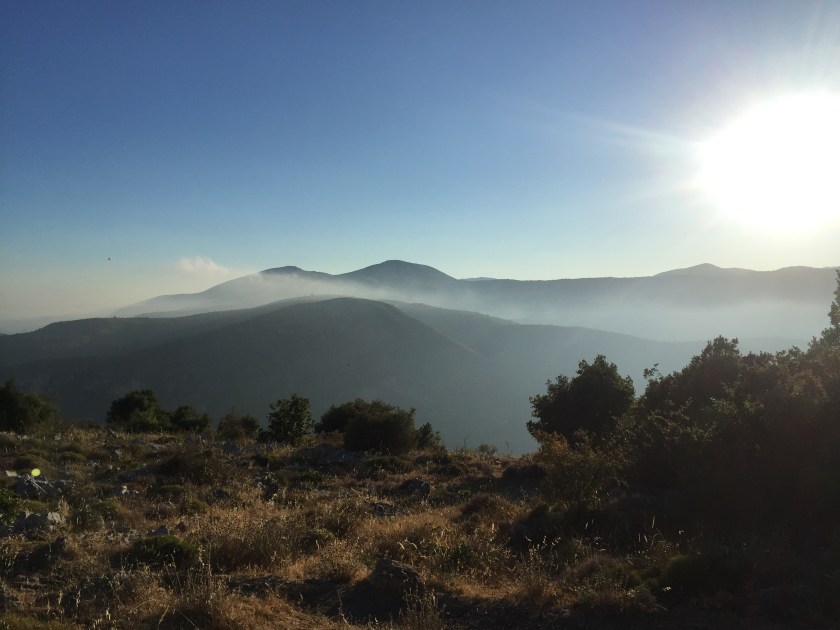 View over clouds and mountain tops from the summit of Baou St Jeannet